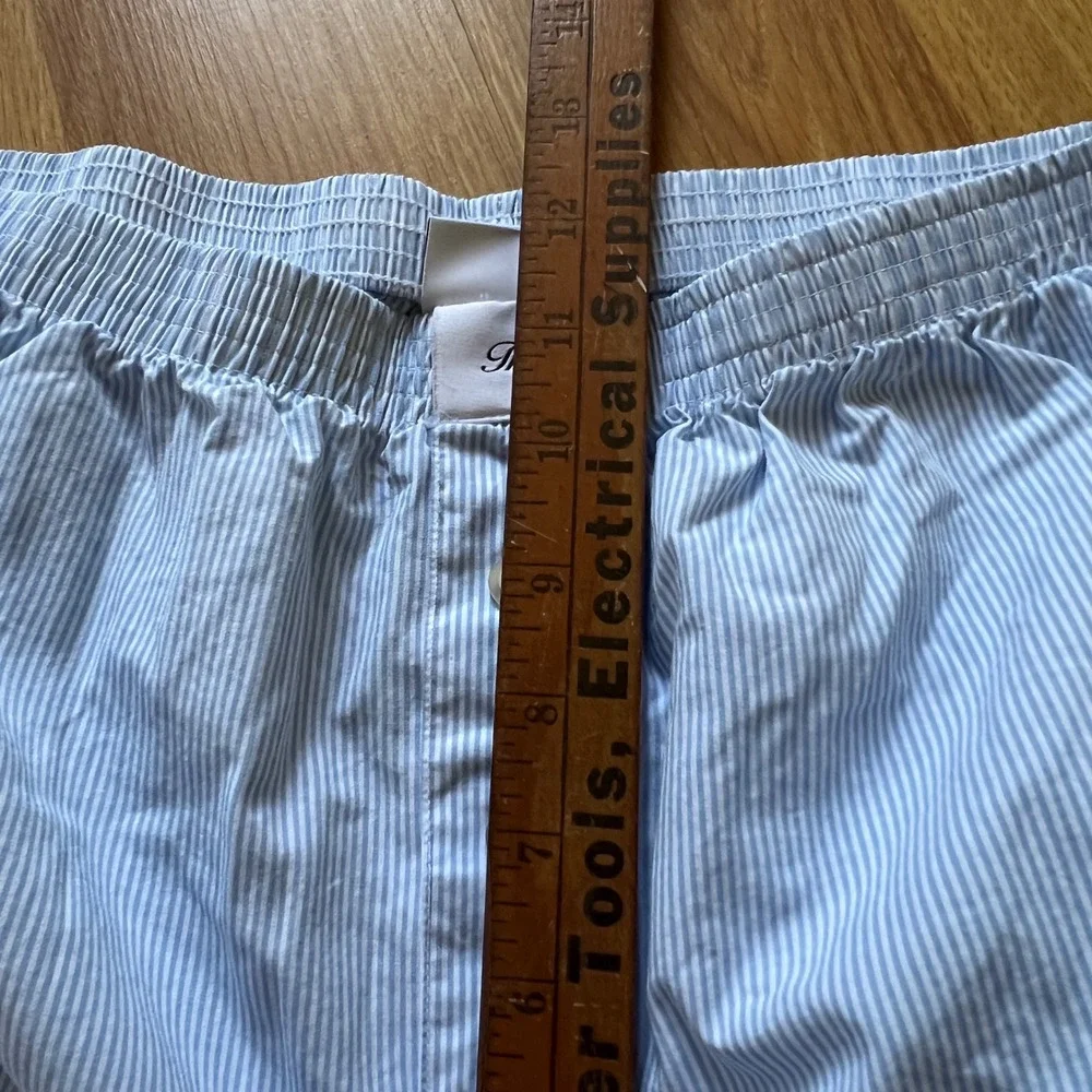 TNA Aritzia Poplin Pinstripe Wide Leg Pajama Pants Small Lounge Sleepwear Blue